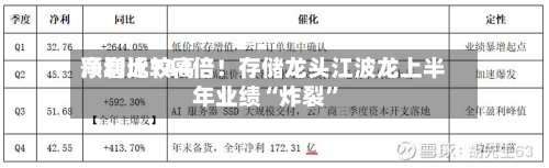 净利比较高预增近744倍！存储龙头江波龙上半年业绩“炸裂	”-第1张图片