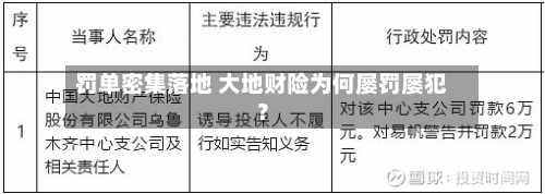 罚单密集落地 大地财险为何屡罚屡犯?-第1张图片