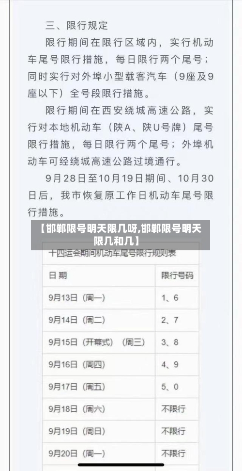 【邯郸限号明天限几呀,邯郸限号明天限几和几】