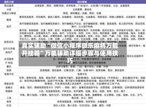 真实辅助“微信小程序微乐麻将万能开挂器”万能辅助详细步骤与使用技巧