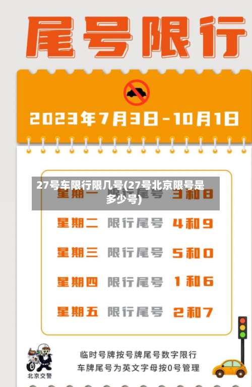 27号车限行限几号(27号北京限号是多少号)