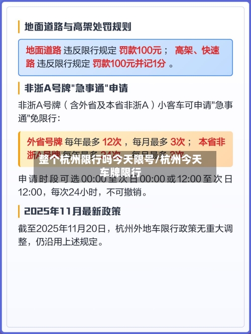 整个杭州限行吗今天限号/杭州今天车牌限行