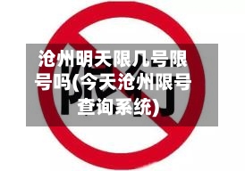 沧州明天限几号限号吗(今天沧州限号查询系统)