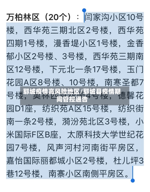郓城疫情高风险地区/郓城县疫情期间管控通告