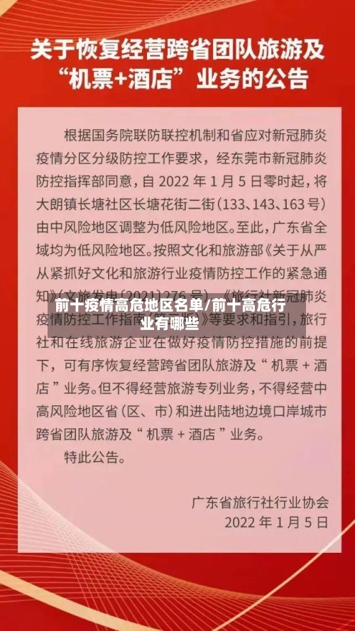 前十疫情高危地区名单/前十高危行业有哪些
