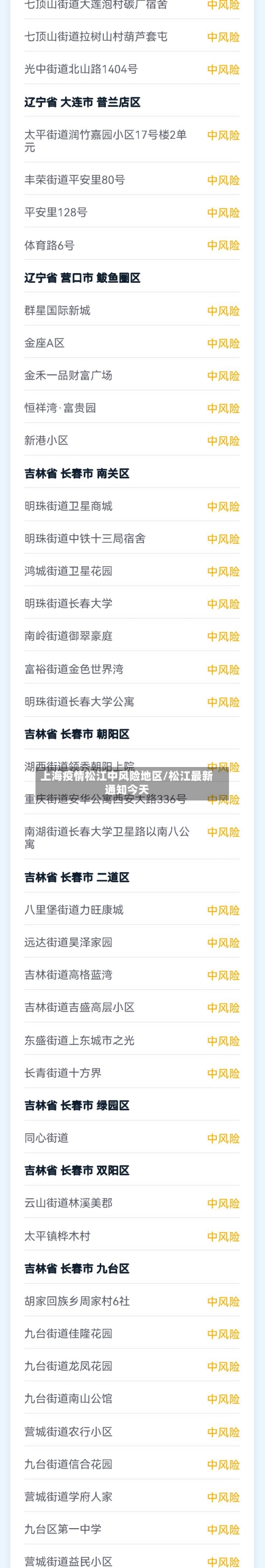 上海疫情松江中风险地区/松江最新通知今天